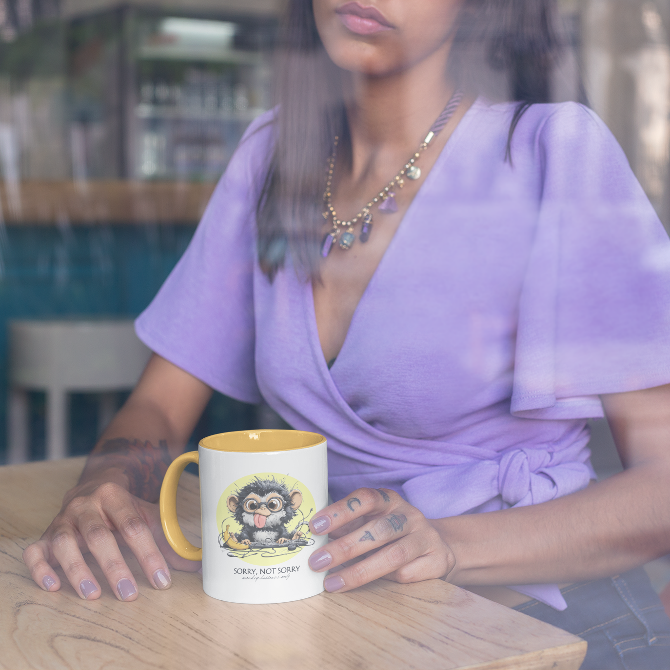 Funny Monkey Mug with Yellow Interior – Quirky Gift for Coffee Lovers | Grumpy Cat Club