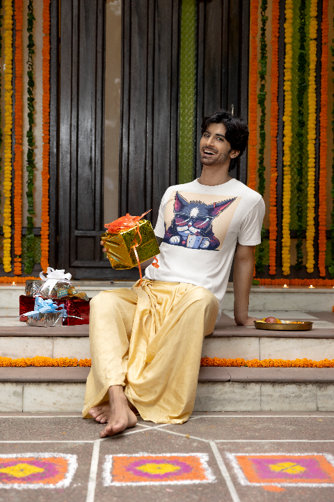 Classic Comfort T-Shirt - Vintage Cat Drinking Coffee