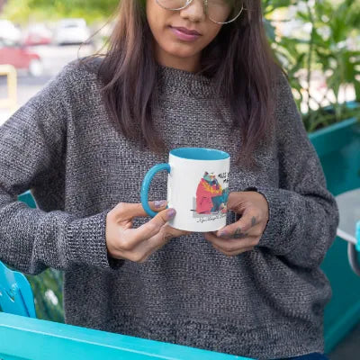 Color Inside Ceramic Mug - Melancholy Missing Cat