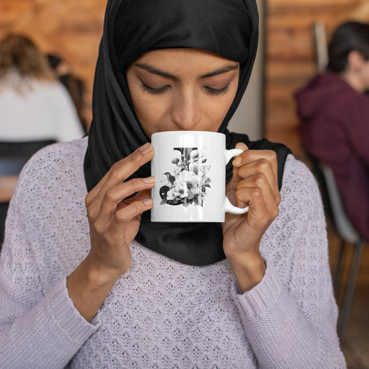 Elegant Floral Ceramic Mug – Gift for Coffee & Tea Lovers | Grumpy Cat Club