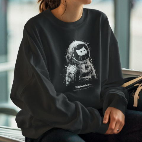 Unisex Oversized Heavyweight Sweatshirt Melting black and white dot cartoon cat