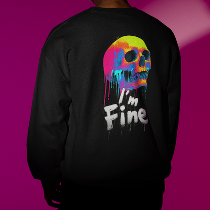 Unisex Oversized Heavyweight Sweatshirt Psychedelic Skull 90s psychedelic melting skull