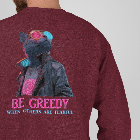 Unisex Oversized Heavyweight Sweatshirt Cyberpunk Bitcoin Cats Be greedy when others are fearful