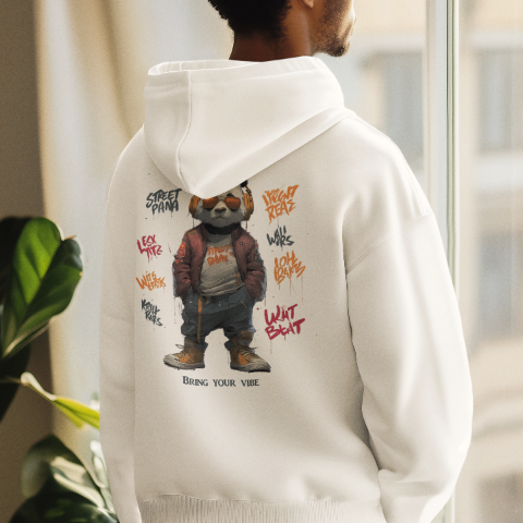 Unisex Heavy Blend Hoodie Retro hip-hop full-face headphones Panda