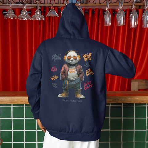 Unisex Heavy Blend Hoodie Retro hip-hop full-face headphones Panda