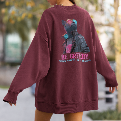 Unisex Oversized Heavyweight Sweatshirt Cyberpunk Bitcoin Cats Be greedy when others are fearful