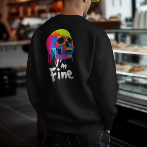 Unisex Oversized Heavyweight Sweatshirt Psychedelic Skull 90s psychedelic melting skull