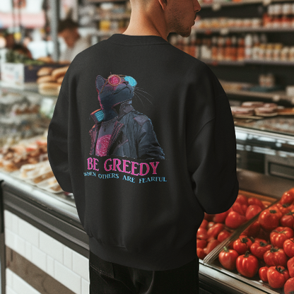 Unisex Oversized Heavyweight Sweatshirt Cyberpunk Bitcoin Cats Be greedy when others are fearful
