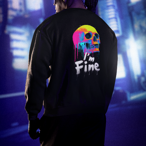 Unisex Oversized Heavyweight Sweatshirt Psychedelic Skull 90s psychedelic melting skull