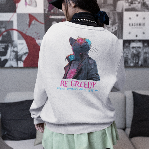 Unisex Oversized Heavyweight Sweatshirt Cyberpunk Bitcoin Cats Be greedy when others are fearful