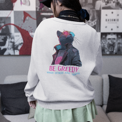 Unisex Oversized Heavyweight Sweatshirt Cyberpunk Bitcoin Cats Be greedy when others are fearful