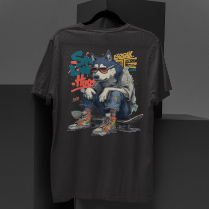 Classic Comfort T-Shirt - Cool Street Underground Band Style Gray Wolf