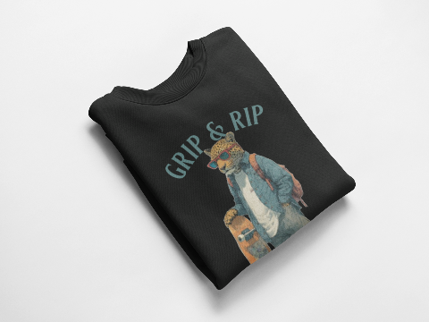 Unisex Oversized Heavyweight Sweatshirt - Street Skateboarding Cheetah