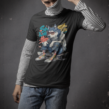 Classic Comfort T-Shirt - Cool Street Underground Band Style Gray Wolf