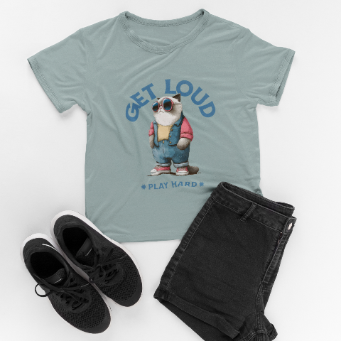 Comfy Cropped T-Shirt - Vintage American Illustration Style Pocket Cat