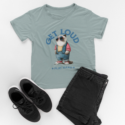 Comfy Cropped T-Shirt - Vintage American Illustration Style Pocket Cat