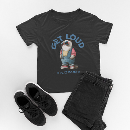 Comfy Cropped T-Shirt - Vintage American Illustration Style Pocket Cat