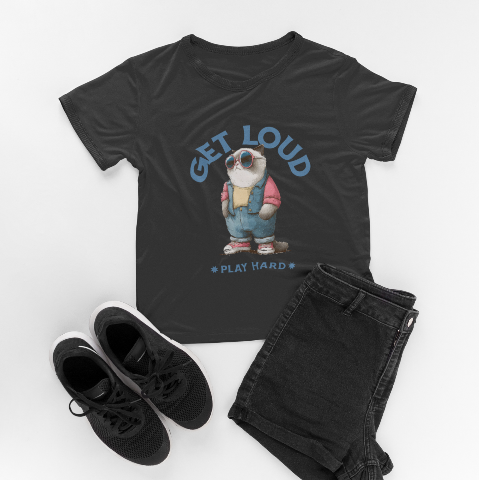 Comfy Cropped T-Shirt - Vintage American Illustration Style Pocket Cat