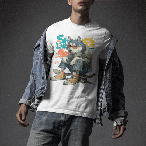 Classic Comfort T-Shirt - Cool Street Underground Band Style Gray Wolf