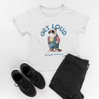 Comfy Cropped T-Shirt - Vintage American Illustration Style Pocket Cat