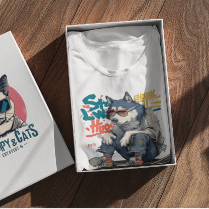 Classic Comfort T-Shirt - Cool Street Underground Band Style Gray Wolf