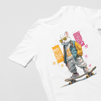 Classic Comfort T-Shirt - Handsome Hip-Hop Street Style White Rabbit