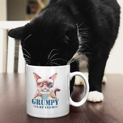 Grumpy Cat Coffee Mug | Funny Retro Coffee Cup Gift for Cat Lovers  | Grumpy Cat Club.