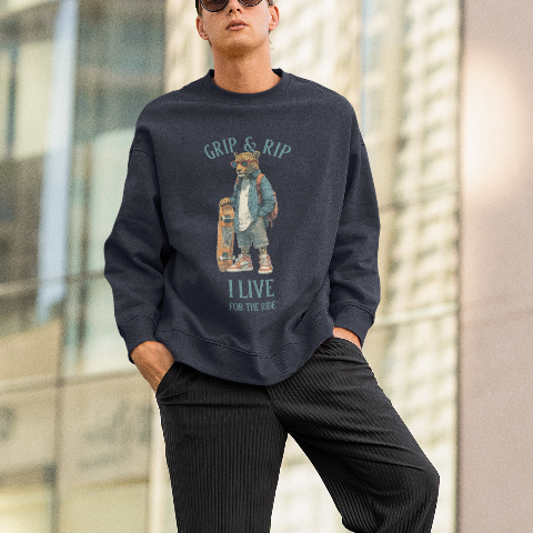 Unisex Oversized Heavyweight Sweatshirt - Street Skateboarding Cheetah