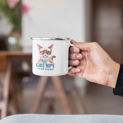 12oz Camping Enamel Mug - Signature Grumpy Cat