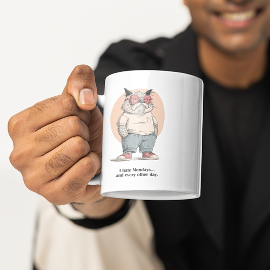 Funny Grumpy Cat Coffee Mug – Retro Gift for Cat Lovers