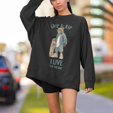 Unisex Oversized Heavyweight Sweatshirt - Street Skateboarding Cheetah