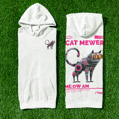 Heavy Blend Hoodie - Cyberpunk Style Mechanical Cat