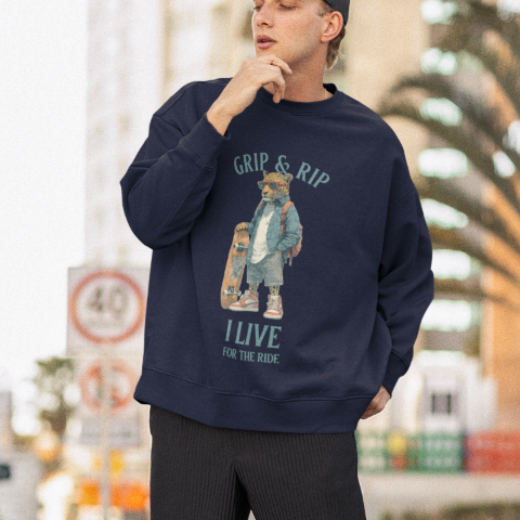 Unisex Oversized Heavyweight Sweatshirt - Street Skateboarding Cheetah