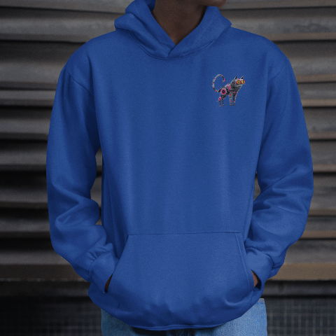 Heavy Blend Hoodie - Cyberpunk Style Mechanical Cat