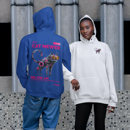 Heavy Blend Hoodie - Cyberpunk Style Mechanical Cat