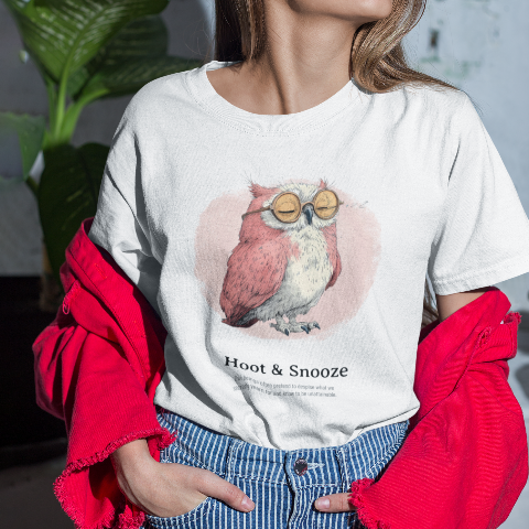 Classic Comfort T-shirt - Cute Sleepy Owl Retro Illustration Style