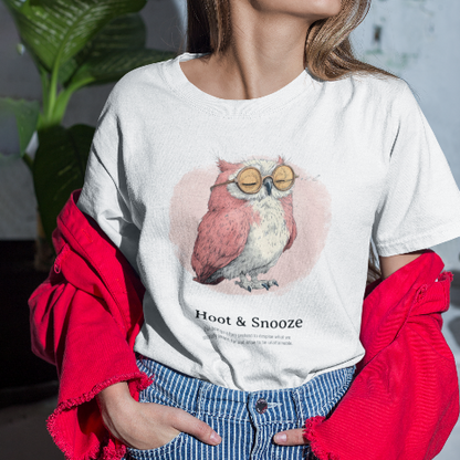 Classic Comfort T-shirt - Cute Sleepy Owl Retro Illustration Style