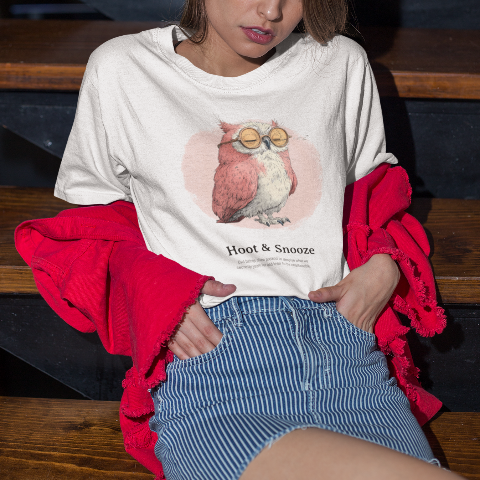 Classic Comfort T-shirt - Cute Sleepy Owl Retro Illustration Style